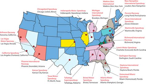 Nascar sprint cup racetracks come in all shapes and sizes. Nascar Tracks Map - 2015 | Nascar race tracks, Nascar ...