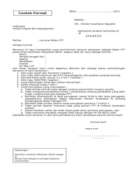 Karya bakti husada, dalam hal memasarkan barang elektronik dari toko ke toko. 30+ Contoh Surat Lamaran Bidan Ke Dinkes - Kumpulan Contoh ...