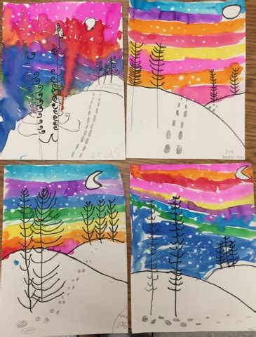 Mrs. Knight's Smartest Artists: Winter landscapes by 1st grade - one day project