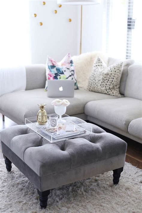 Don't make it look like a place to throw random belongings! 5 Blogger Coffee Tables To Copy | Grey sectional, Grey and ...