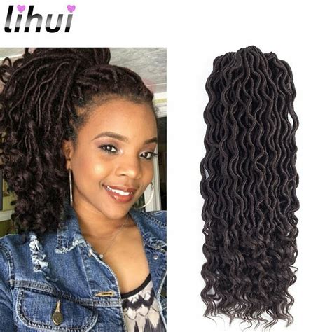 Crochet Hair Wavy Faux Locs With Curly Ends Goddess For ...