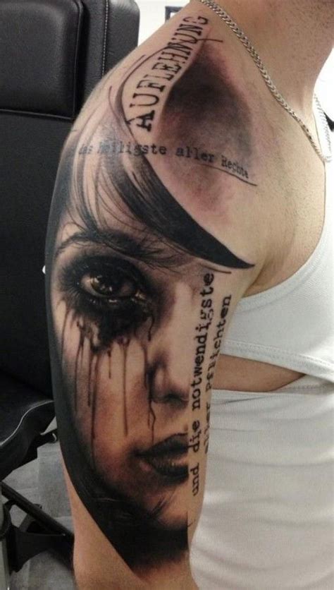 Florian silbereisen wordt op 4 augustus 31 jaar en een dag later wordt helene fischer 28 jaar. Crying girl tattoo by Florian Karg | Sleeve tattoos, Trash ...
