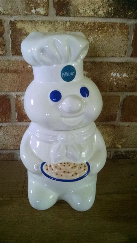 Every ounce of the doughboy's irresistible personality is expertly crafted in this lavish design! 1997 Pillsbury Doughboy cookie jar excellent condition ...