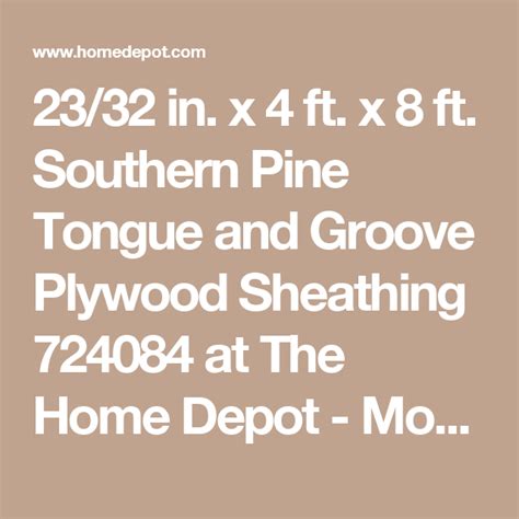 Tongue & groove (m) sdn bhd was established in 1996. 23/32 in. x 4 ft. x 8 ft. Southern Pine Tongue and Groove ...