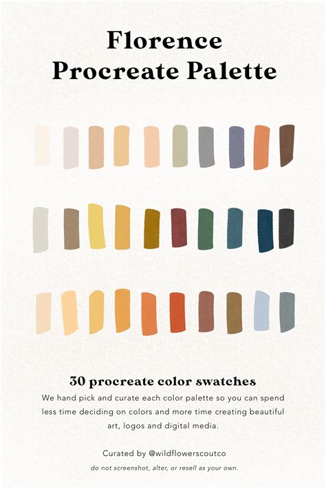 Creating custom color palettes in procreate can really help you with color choices and keep you from trying to find the best combinations. Florence Procreate Color Palette | Procreate Swatches ...