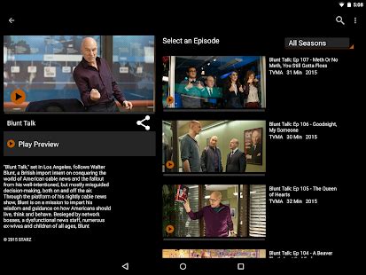 This is basically what the application for android smartphones and tablets allows you to do provided. STARZ Play - Android Apps on Google Play