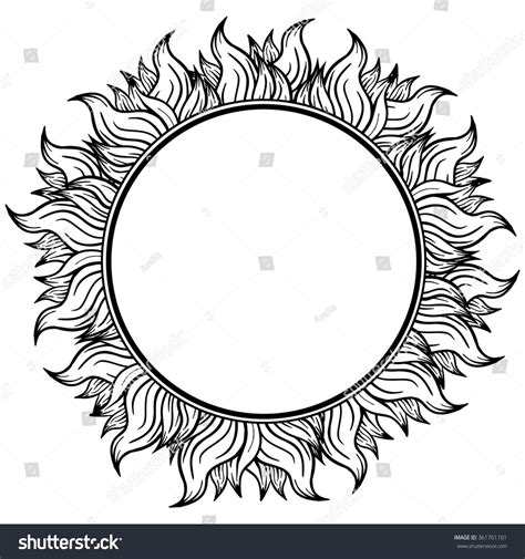 Black White Circle Frame Spurts Flame Stock Vector 361761101 - Shutterstock