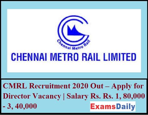 Glassdoor has salaries, wages, tips, bonuses, and hourly pay based upon employee reports and estimates. CMRL Recruitment 2020 Out - Salary Rs. Rs. 1, 80,000 - 3 ...