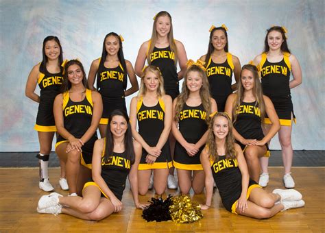 A college football team consists of 85 players, which is about 30 more than an nfl team. Cheerleading - Geneva College Athletics