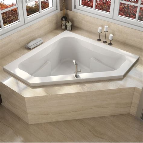 Whirlpool bathtub with heater | bathtub size: JACUZZI® Signature® 60" x 60" Corner Whirpool Bathtub with ...