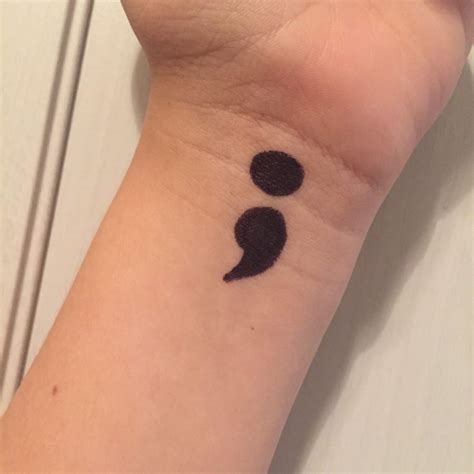 Colourful semicolon tattoos look beautiful when incorporated semicolon tattoos on wrist. Punctuating Their Point: The Semicolon Tattoo - The ...