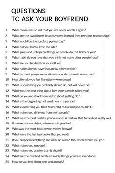 In fact, psychology today states that the essential question you need to ask is how. Questions to ask when dating a guy. Questions to ask when ...