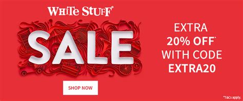 You'll automatically get 20% off the marked price at the checkout. Extra 20% off Sale at White Stuff - Find Sales