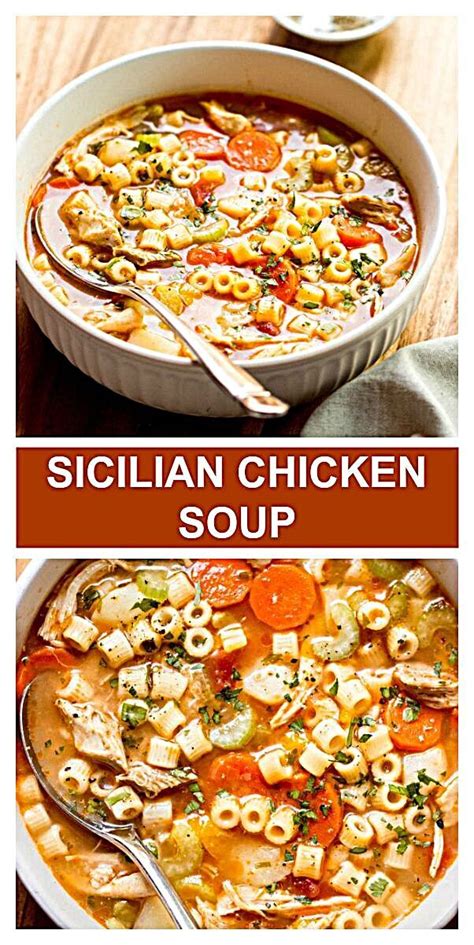 You are looking at about 40 minutes from start to. Sicilian Chicken Soup | Easy chicken soup, Easy soup ...
