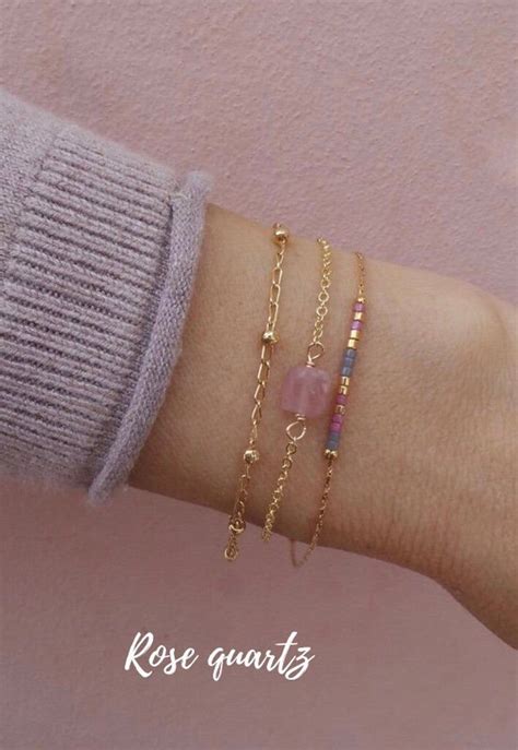 The flower of life design is said to activate the water and make it have healing properties. Dainty rose quartz bracelet. Gold filled rose quartz ...