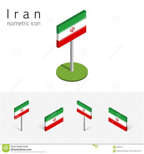 It was officially adopted on july 29, 1980, under the rule of mohammad reza pahlavi (persian: Der Iran-Flagge, Vektorsatz Von Isometrischen Flachen ...