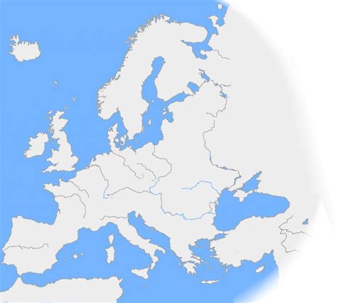 Iberian peninsula, british isles, kola peninsula, iceland, balkans, crimean peninsula, jutland. Map of europe unmarked | Download them and print