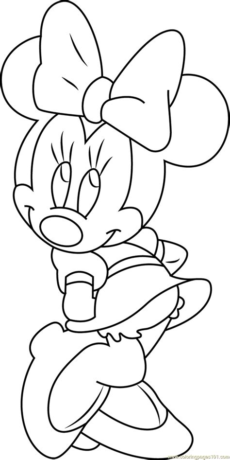 Daisy duck and minnie mouse coloring page after trying on some clothes at home daisy. Minnie Mouse Shy Coloring Page for Kids - Free Minnie Mouse Printable Coloring Pages Online for ...