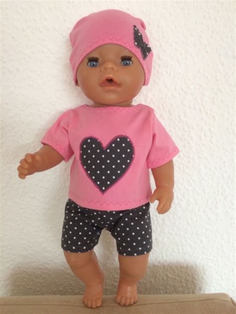 Dieses outfit wurde in einem rauchfreien haus gemacht. Puppenkleidung, 3-teilig,.zB. für Baby Born 43 cm,Jako O Krümel, Herz-rosa "NEU" | Spielzeug ...