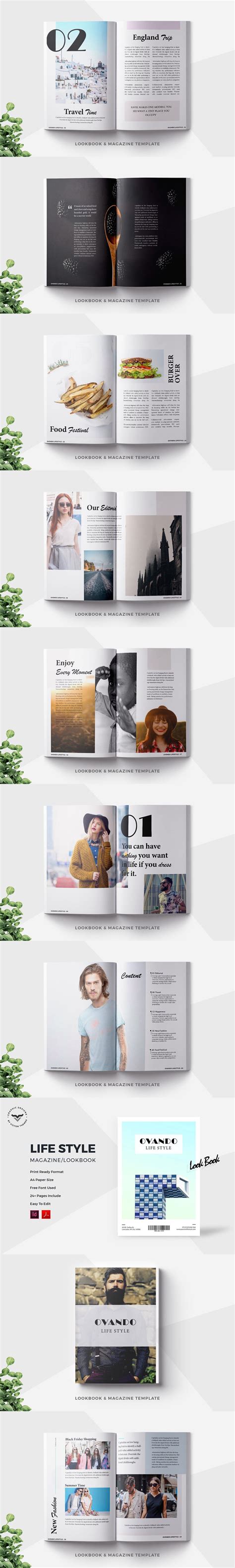 Lifestyle Magazine Lookbook Template | Magazine design, Magazine template, Magazine