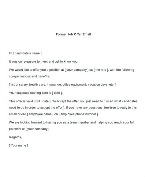 I'm excited about your offer and would like to accept the position. FREE 7+ Job Offer Email Examples & Samples in PDF | DOC ...