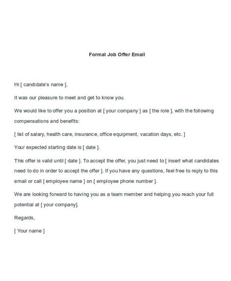 Declining may also negatively impact your chances of future consideration for positions at the organization. FREE 7+ Job Offer Email Examples & Samples in PDF | DOC ...