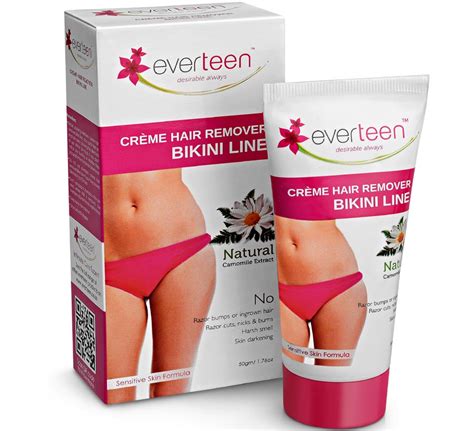 These topical products rely on alkaline chemicals to break down the proteins in hairs, separating them right above the roots. Everteen Bikini Line Hair Removal Cream Review