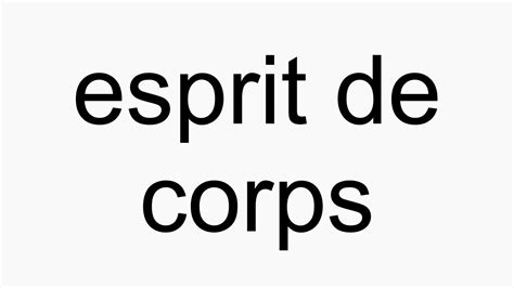 Organizations today want to foster knowledge, deepen. How to pronounce esprit de corps - YouTube