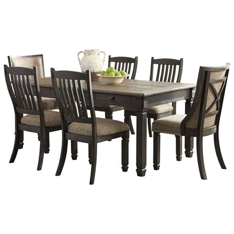 Black finish is beautifully textured. Tyler Creek Relaxed Vintage 7-Piece Table and Chair Set by ...