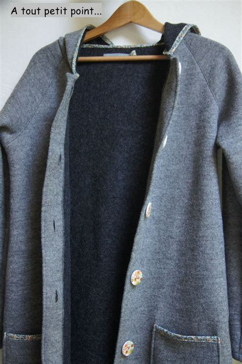 2 poches plaquées devant fermées par zip. Mon manteau en laine bouillie - Breizh Addict