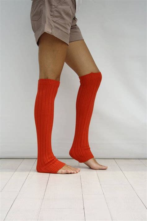 How to knit an easy leg warmer, i will help you with the help of knitting pattern. Leg Warmers Women, Orange Ribbed Knit Leg Warmers, Dancing ...