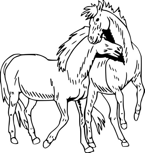 Coloriage cheval gratuit à imprimer. Coloriage Chevaux amoureux à imprimer sur COLORIAGES .info