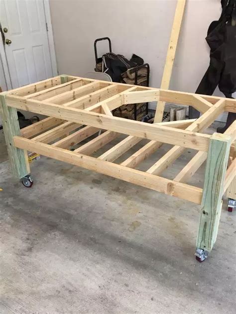 The amplified plan is a printable plan that will guide diy farmhouse table plans. My Kamado Grill Table Build - Imgur