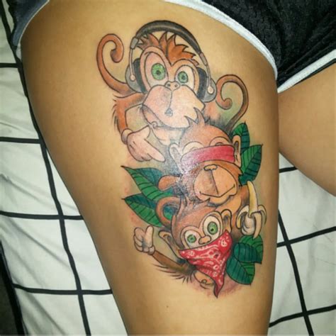 I like monkeys as a result of they're very energetic and energetic animals. Tattoo uploaded by Lisa | For my three boys. Three little ...