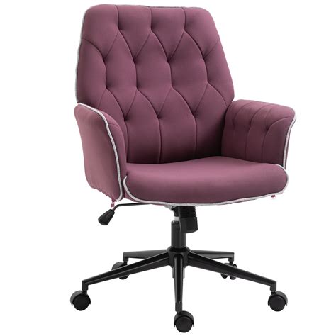 The chair is a versatile office chair with adjustable height and a tilt limiter. Vinsetto Modern Mid-Back Tufted Linen Fabric Home Office ...