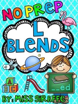 Do not republish, upload, or alter the pdf files. L Blends Worksheets and Activities (Beginning blends) by Miss Giraffe