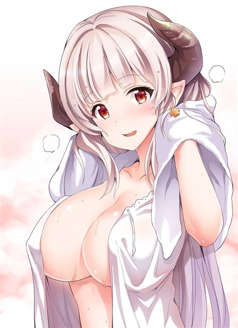 Wallpaper : anime girls, short hair, horns, cartoon, black ...