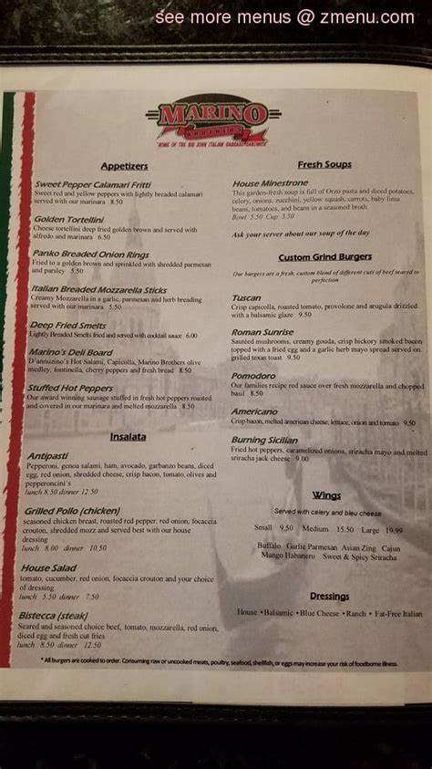 Online Menu of Marino Brothers Restaurant Restaurant ...