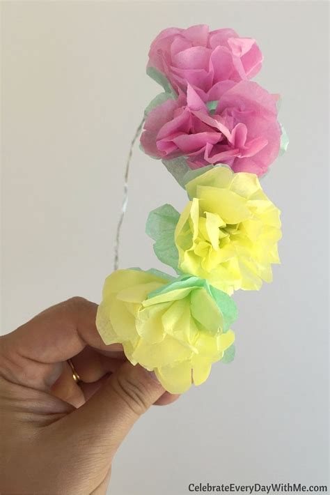 Cut the flower petal templates. How to Make a Flower Crown with Tissue Paper - Celebrate ...