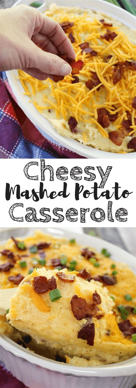 I also had to use a bigger casserole than a deep dish pie plate. cheesy potato casserole pin | Simply Made Recipes