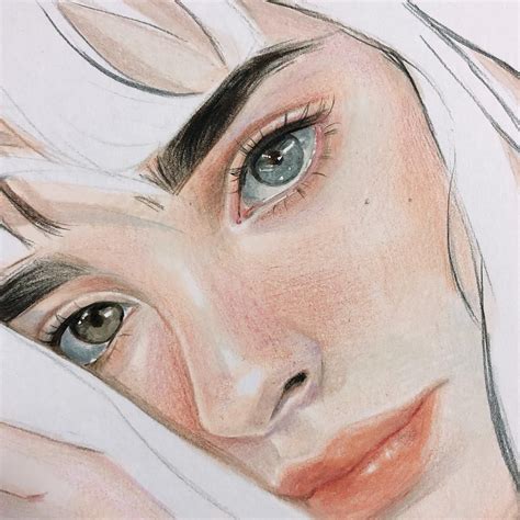 See more ideas about drawings, pencil drawings, art drawings. Coloured pencil drawing in progress by mood doop | 초상화 예술 ...