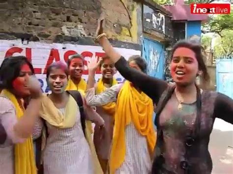 College girls playing with toys and licking each other. Girls play Holi in college - YouTube