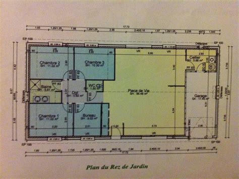 Plan de petite maison simple très fonctionnelle avec 1 chambre et un garage pour 2 voitures. Plan amateur de maison de 3 chambres + bureau + garage ...