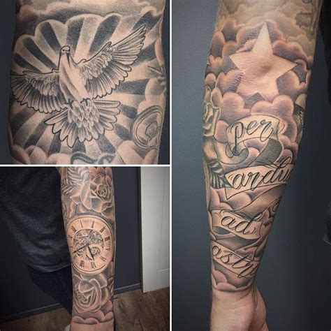 Japanese clouds with dragon tattoo on man left full sleeve. #tattoo finished #forearm #sleeve added #cloud everything ...