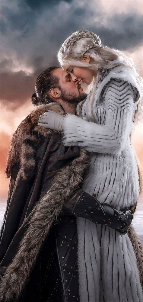 Click image to get full resolution. 1080x2280 Jon Snow And Khalessi Love Cosplay 4k One Plus 6 ...