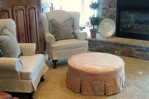 Bring a designer look to your room with the cotton duck long box cushion dining chair slipcover. Custom Slipcovers by Shelley: Pair of wingbacks and a ...