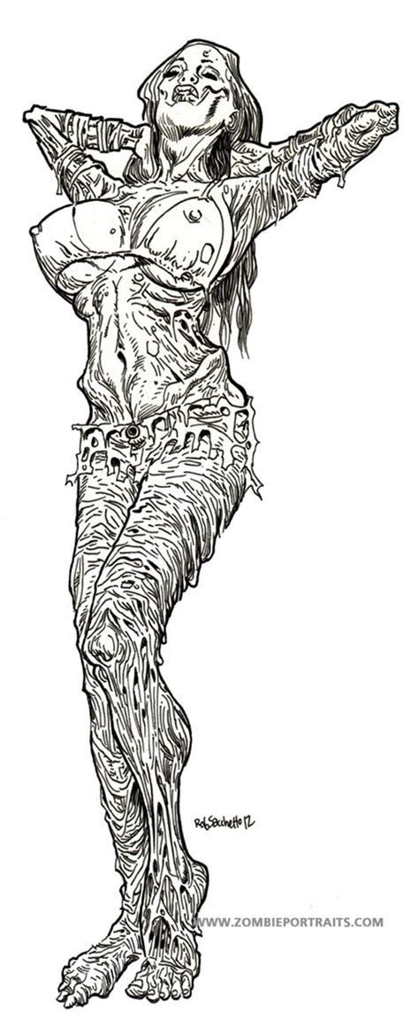 More images for zombie pin up coloring pages » Shredded Zombie Pin Up Girl - Rob Sacchetto's Zombie Portraits