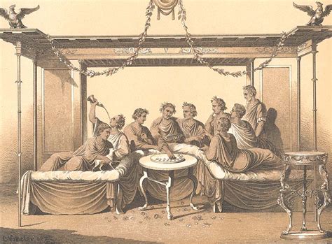 The ancient romans thought that the ideal number of guests for a dinner party were between three, for the number of graces,to nine, for the number of muses. ROMAN BANQUET DINNER PARTY FEAST SCENE ~ Old Antique 1893 ...