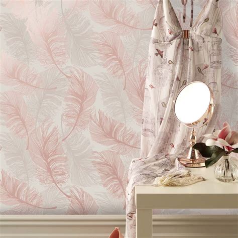 The app gold feather wallpapers is free and easy to use: Crown Plume Feather Rose Gold Foil Metallic Wallpaper - M1391