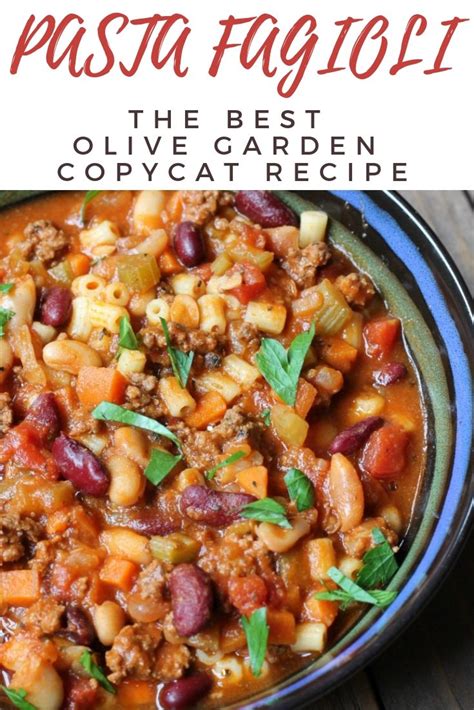 Simmer until celery and carrots are tender, about 45 minute. Pasta Fagioli (Copycat Olive Garden | Recipe | Soup ...